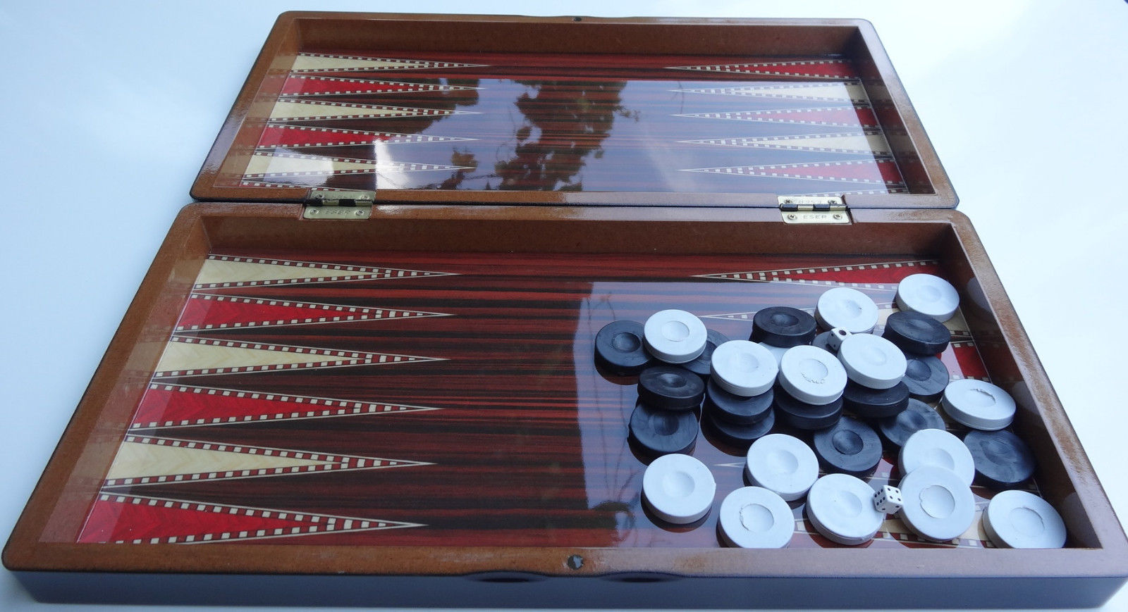Eser Polyester Tavla Orta Boy Backgammon Set mit hoher Qualität aus Holz-Neu-OVP