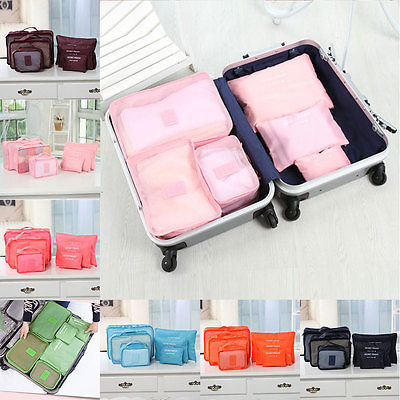 6Pcs Clothes Underwear Socks Packing Cube Storage Bag Travel Luggage Organizer E