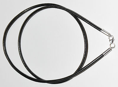 Echtleder Halskette Ø 3,0 mm schwarz Verschluß 925 Silber Leder - Halsband - TOP