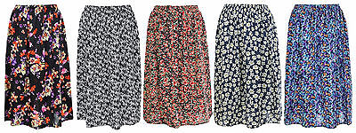  Women ladies Summer Floral Print Skirt  Elasticated Waist Size 10-24 length 27