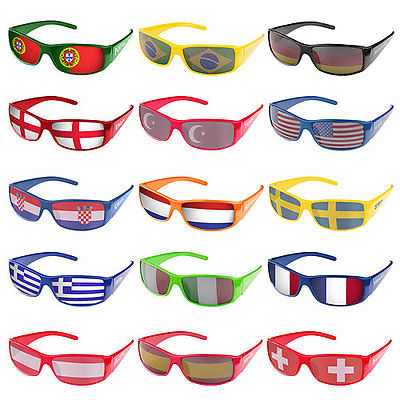 Stylische Sport Sonnenbrille Fanartikel WM & EM Länder Flaggen Fahnen Style