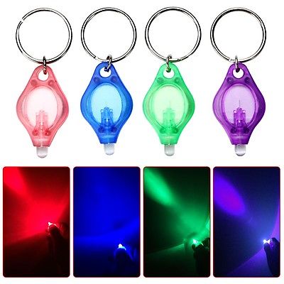 5x LED Schlüsselanhänger Taschenlampe lampe Finger Lampe blau/grün/rot/violett