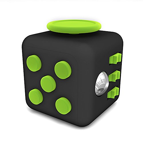 Tepoinn Stresswürfel Zappeln Cube Würfel vergleichbar wie Fidget Cube mit 6 unterschiedliche Funktionen entlastet Stress und Angst Spielzeug Geschenke für Kinder und Erwachsene Schwarz-Grün
