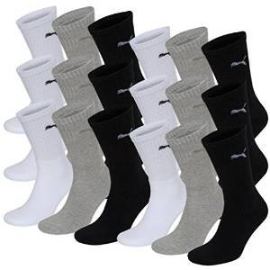 Puma Herren Unisex Sport Socken in gewohnter Puma Markenqualität. 9 Paar (43/46 - 9 Paar, white/grey/black)