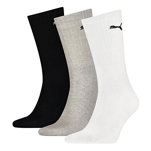 Puma Herren Unisex Sport Socken in gewohnter Puma Markenqualität. 9 Paar (47/49 - 9 Paar, white/grey/black)