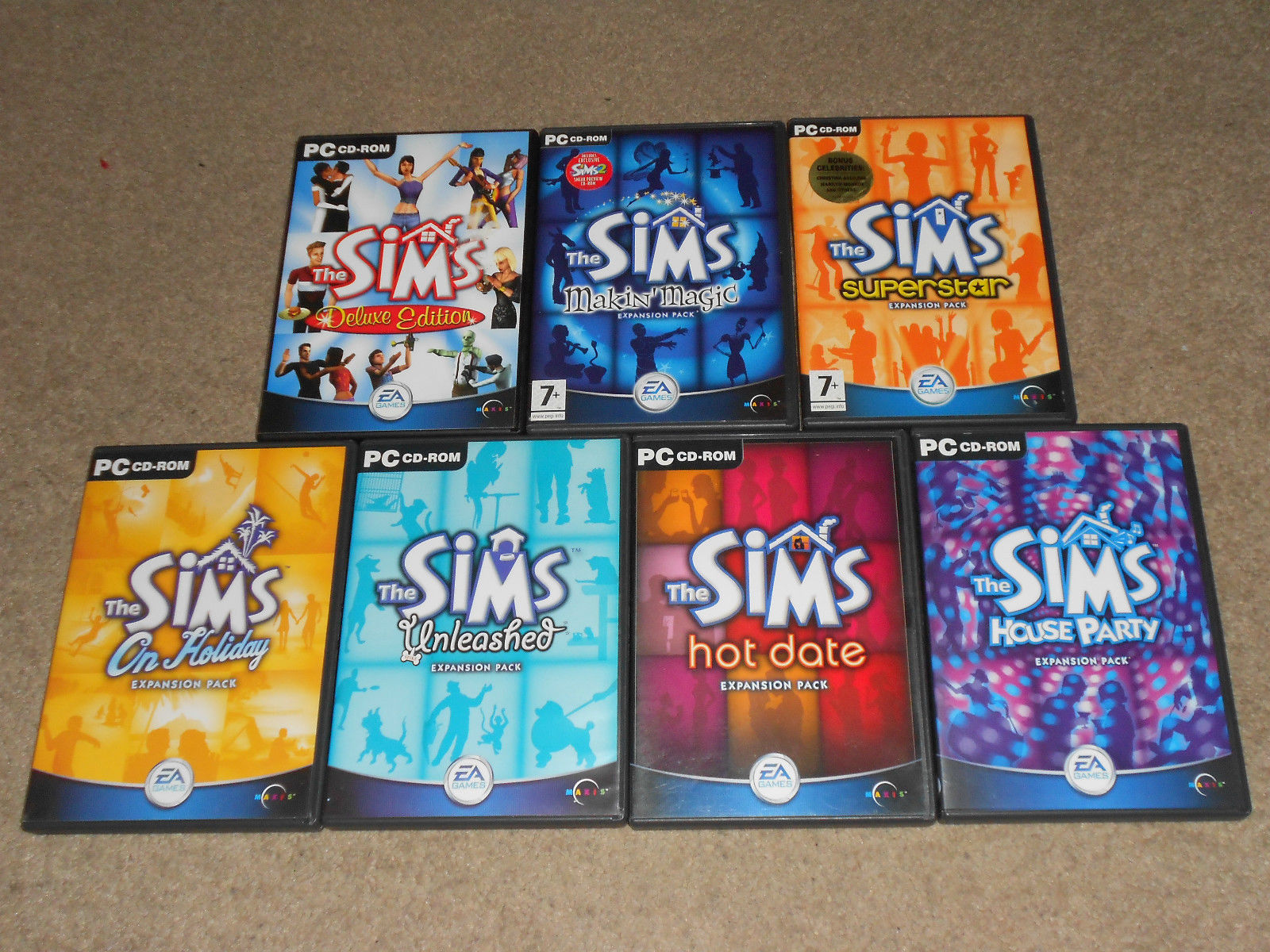 THE SIMS DELUXE 1 BASE GAME + 7 EXPANSION PACKS COMPLETE COLLECTION - PC BUNDLE 