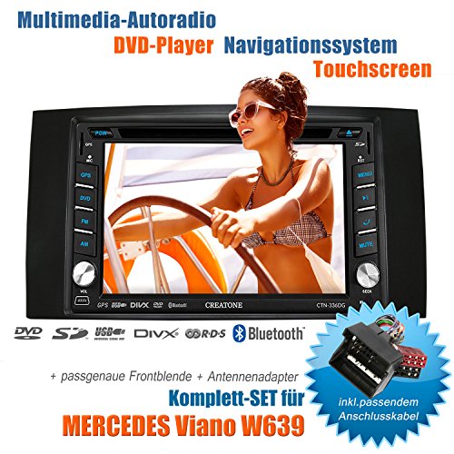 2DIN Autoradio CREATONE V-336DG für Mercedes Viano W639 (04/2006-05/2014 mit Audisystem 5 und 20 Mopf) mit GPS Navigation (Europa), Bluetooth, Touchscreen, DVD-Player und USB/SD-Funktion