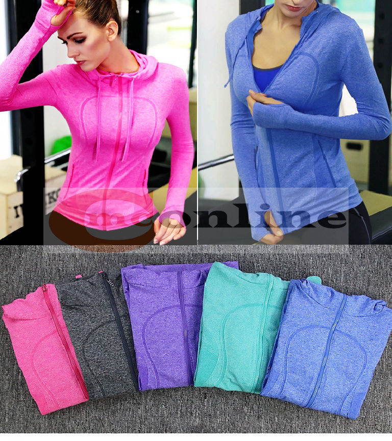 Womens Running Seamless Jacket Quick Dry Long Sleeve Training Zip Hoodie Top