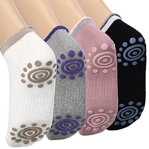 DAS Leben Yoga-Socken mit Gummipunkte gegen Rutsch von Baumwolle für Damen (4 Paare) size: 35-38