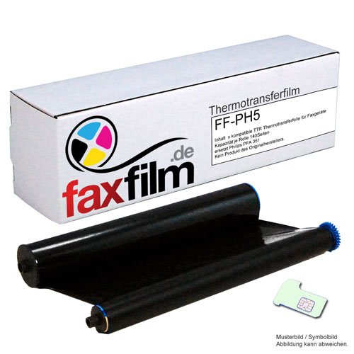 FAXFILM kompatibler Ink-Film ersetzt Philips PFA351 / PFA-351 / PFA 351 / PFA352 / PFA-352 / PFA 352 / geeignet für Philips Faxgerät Magic 5 / 5 Basic / 5 Eco / 5 Voice / PPF 631 / 632 / 636 / 650 / 675 / 676 / 685 / 695 / PPF620E / PPF650E / PPF685E / PP