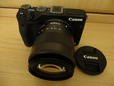 Canon EOS M3 24.2MP Digitalkamera - Schwarz (Kit m/ EF-M 18-55mm IS *Wie neu*
