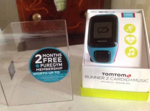 TomTom Runner Cardio 2 + Music Large GPS Scuba blue-red Fitness Uhr Tracker