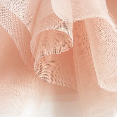 Blush Pastel Peach Pink Soft Tulle Veiling Fabric 150cm wide - by the metre