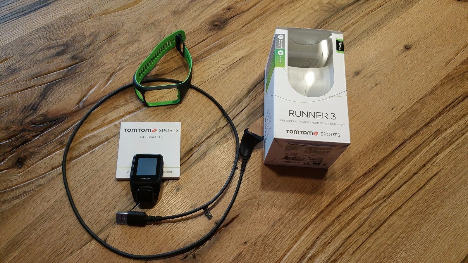 TomTom Runner 3 Cardio GPS Black/Green - Large - Laufuhr Running Watch 