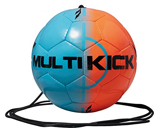 Derbystar Fußball Multikick, mit Schnur, Ball Größe 5 (300 g), blau orange, 1067