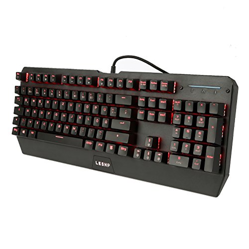 LESHP Mechanische Gaming Tastatur USB,Mechanische tastatur red switches,105 Tasten ,Red rot Beleuchtete Mechanische Gaming- Schwarz - QWERTZ, deutsches Layout