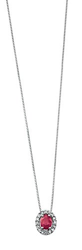 Elements Damen-Halskette 9 Karat (375) Gelbgold Diamant Rubin Anhänger Oval Länge 46 cm