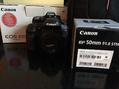 Canon EOS 80D 24.2 MP SLR-Digitalkamera - Schwarz + Canon EF 50/ 1.8 STM