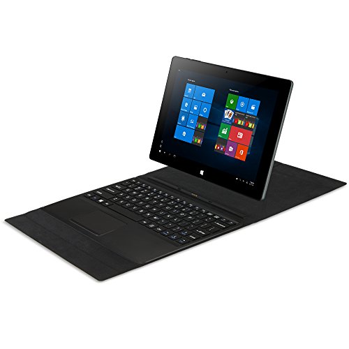iRULU WalknBook 2 10,1 Zoll Notebook/Tablet PC 2-In-1 (W2), Microsoft Windows 10 OS, Quad Core, 2GB RAM, 32GB Nand Flash Hybrid Laptop, 1280*800 IPS, abnehmbare Tastatur mit Stüzer, Plastikgehäuse dunkelgrau