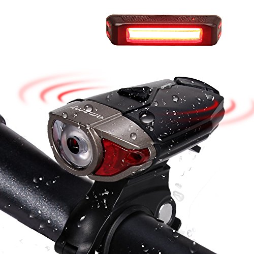 LED Wiederaufladbare LED Stirnlampe Fahrradbeleutung,CREE XPG LED 3W Fahrradlampe Set mit 2 USB-Kabel,LED Frontlicht & Rücklicht,Superhelle 300Lumen,3 Licht-Modi, Wasserdichte Fahrradlicht für Radfahren,Camping