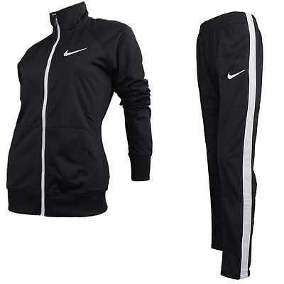 Nike RAGLAN WARM UP schwarz weiß Damen Trainingsanzug Suit Jogging Fitness NEU