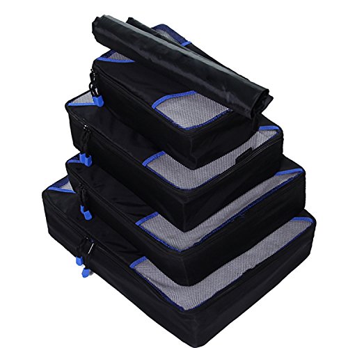 Fubevod Packing Cubes 4er Set Gepäck Koffer Verpackung Organizer mit Wäschebeutel, Schwarz
