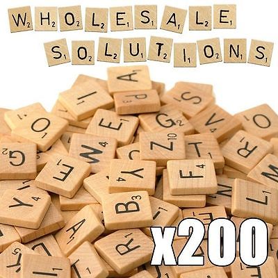 200 Stk Scrabble Spielsteine Holz Schwarze Buchstaben Alphabet Brettspiel