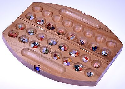 Bao Hus Kalaha Steinchenspiel Edelsteine Spiel Reisespiel oval aus Samena Holz  
