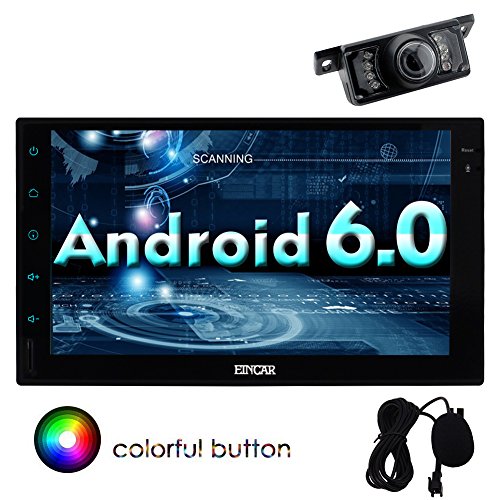 Eincar Car Autoradio Bluetooth Android 6.0 Marshallow Quad Core HD 1080P Double Din 7 Inch UNIVERSAL GPS Navigation FM Radio AM RDS EQ Display AUX 3G/4G WIFI OBD2 Control Steering Wheel Touch Screen CAM-IN External Microphone Included !