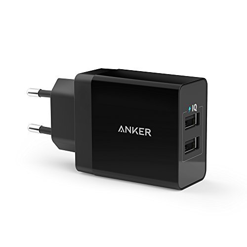 Anker 24W 2-Port USB Ladegerät mit PowerIQ Technologie für iPhone, iPad, Samsung Galaxy, Nexus, HTC, Motorola, LG und weitere (Schwarz)