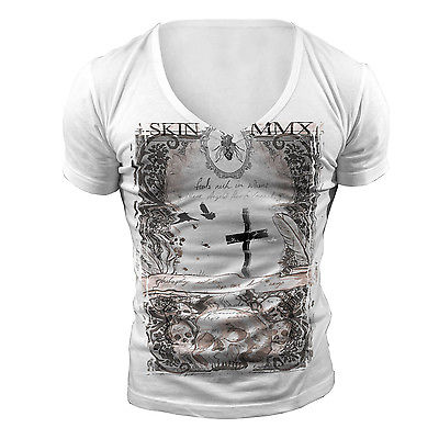 DEEP V NECK ANGELS TSHIRT T SHIRT TOP NEW WHITE TOWIE GEORDIE SHORE MUSCLE VEST