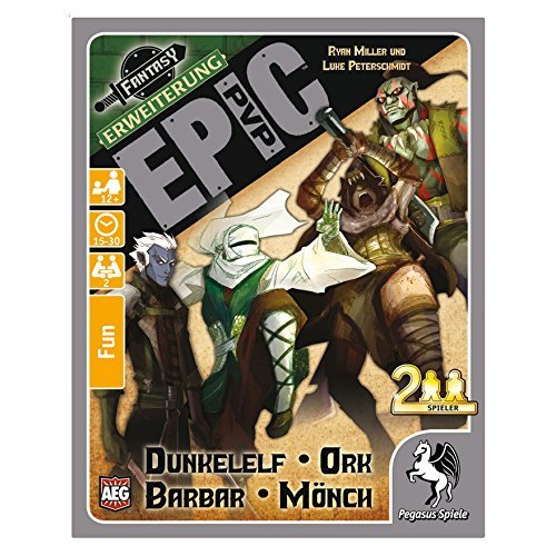 Pegasus Spiele 17282G - Epic PvP Erweiterung 1: Dunkelelf, Ork, Barbar und Mönch, Kartenspiel