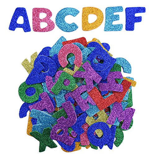 eBoot Glitter Schaumstoff Aufkleber Buchstaben Sticker Selbstklebend Buchstaben, Buchstaben A bis Z, 5 Set, Mehrfarbig, Insgesamt 130 Stück