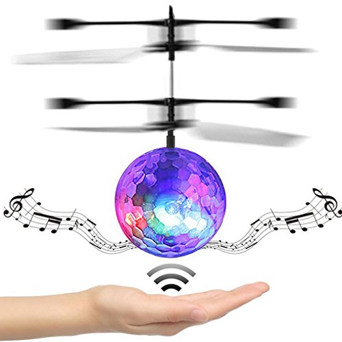 RC Fliegender Ball, Switchali RC fliegender Ball RC Drone Hubschrauber-Kugel Eingebaute Disco-Musik mit glänzender LED RC0127