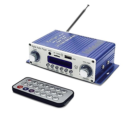 Mini Verstärker, HiFi Stereo Audio Verstärker 12V Mini Endstufe Audio Musik Player für Auto / Motorrad / Heimkino / Lautsprecher, unterstützt SD / DVD / USB / MP3 / FM Digital Player