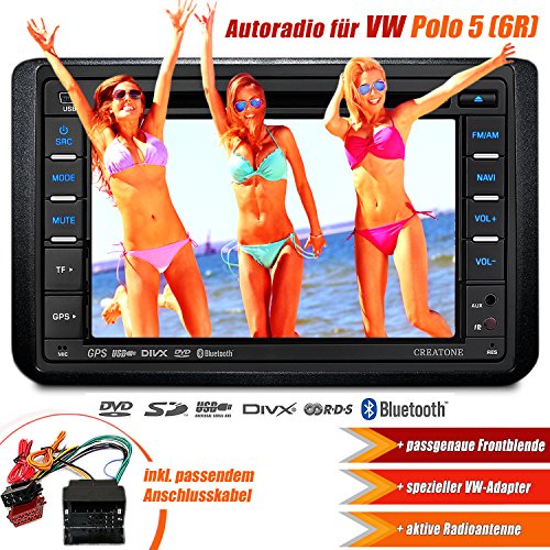 2DIN Autoradio CREATONE CTN-8173D26 für VW Polo 5 (6R) (2009 - 2014) mit Navigation GPS, Bluetooth, Touchscreen, DVD-Player und USB/SD-Funktion