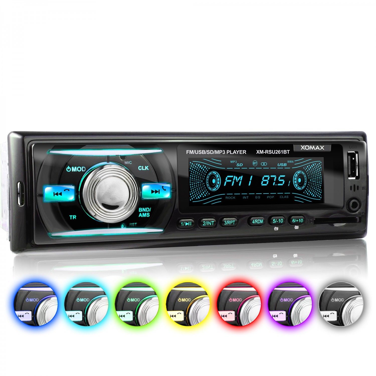 AUTORADIO MIT BLUETOOTH FREISPRECH-EINRICHTUNG USB SD AUX MP3 4x60W 1DIN OHNE CD