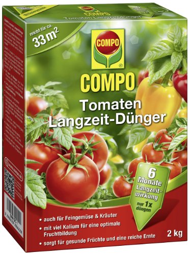 COMPO Tomaten Langzeit-Dünger, hochwertiger Spezial-Langzeitdünger, für alle Arten von Tomaten und anderes Frucht und Knollen bildendes Freungemüse, sowie Kräuter, 2 kg