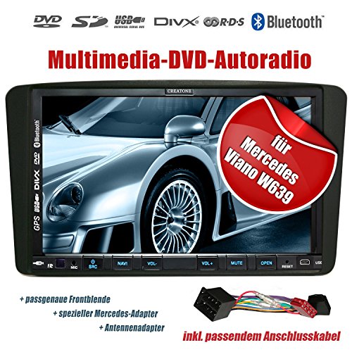 2DIN Autoradio CREATONE V-336DG für Mercedes Viano W639 (2004-2006) mit GPS Navigation (Europa), Bluetooth, Touchscreen, DVD-Player und USB/SD-Funktion