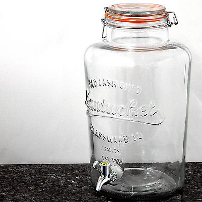 8l XXL Getränkespender, Wasserspender, Dispenser, Glas Behälter mit Zapfhahn #r1