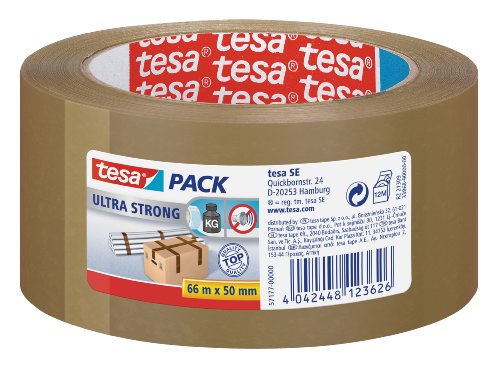 tesapack Ultra Strong Packband / Extra starkes und reißfestes Paketband von tesa in Braun / 660 cm x 50 mm