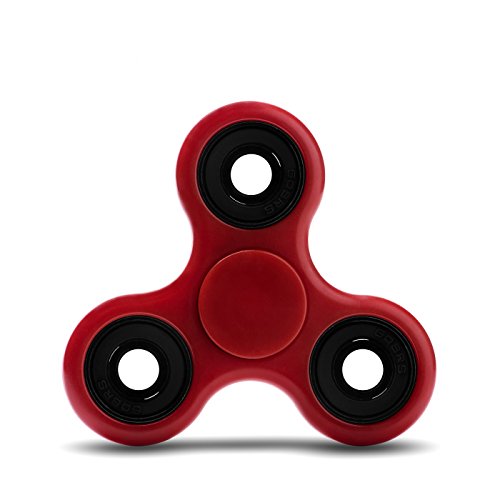 Spinner Fidget von SPINGURU, Spielzeug für die Hand / Finger als Ablenkung aus Teilcarbon mit Drei / Trio Kugellager wie bei Inlineskates (Rot)