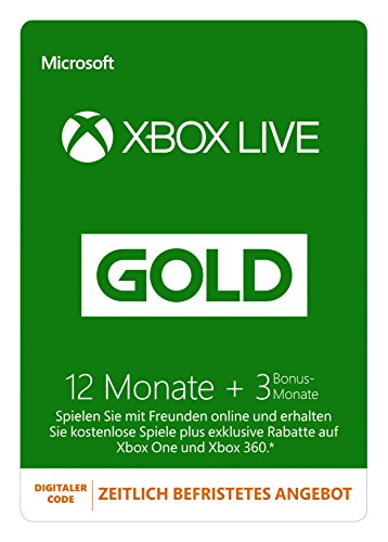 Xbox Live Gold - Mitgliedschaft 12 Monate + 3 Monate gratis [Xbox Live Online Code]