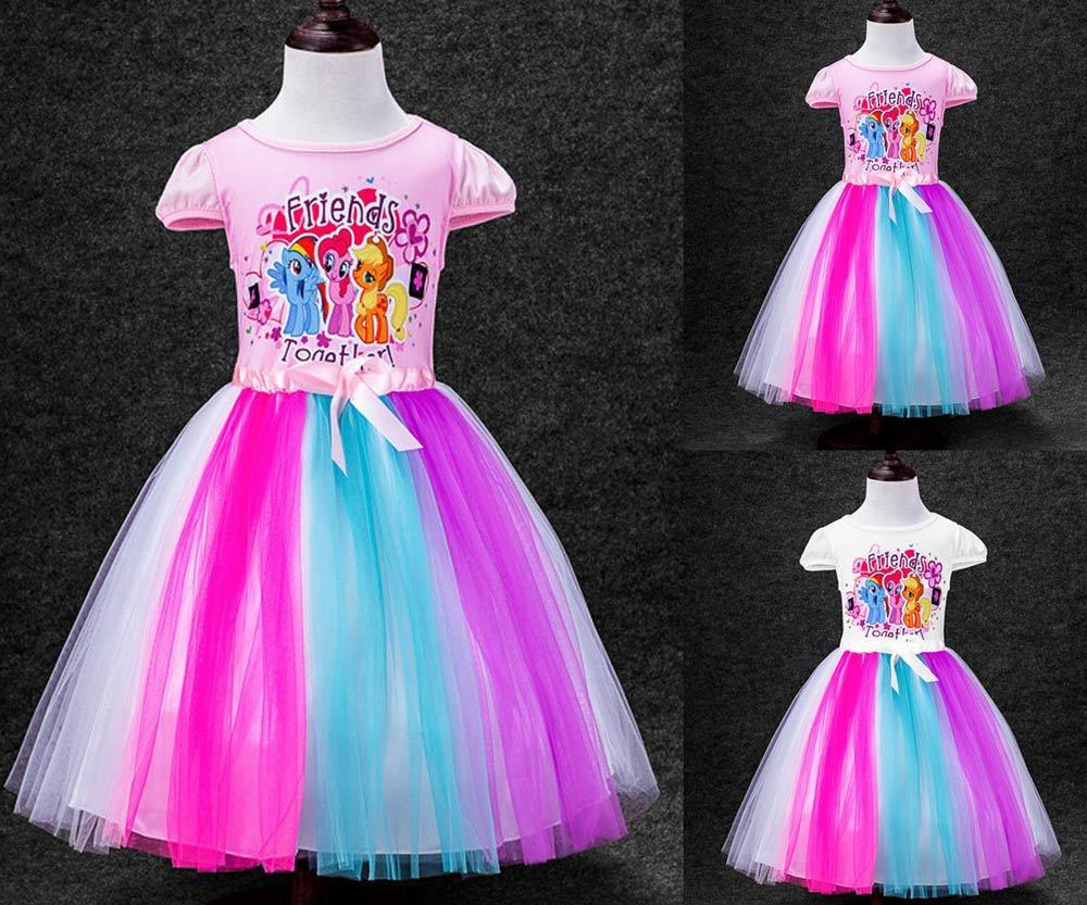 Girls My Little Pony Dress Kids Princess Summer Party Flower Childrens Costume