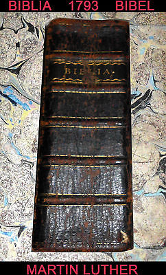 1793 Bibel Biblia Martin Luther Alte Neue Testament Ganzleder Prachtband 