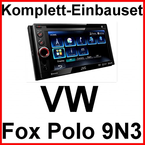 Komplett-Set VW Fox Polo 9N3 JVC KW-AV61BT Moniceiver Bluetooth CD DVD USB MP3 AUX Autoradio 2-DIN abnehmbares Bedienteil