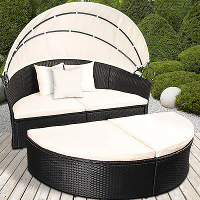 Sonneninsel Rattan Lounge Gartenliege Sonnenliege Gartenlounge Sitzgarnitur
