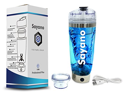 Sayano Professional Plus - Elektrischer Eiweißshaker / Proteinshaker (USB) mit Behälter - Silber (600ml)