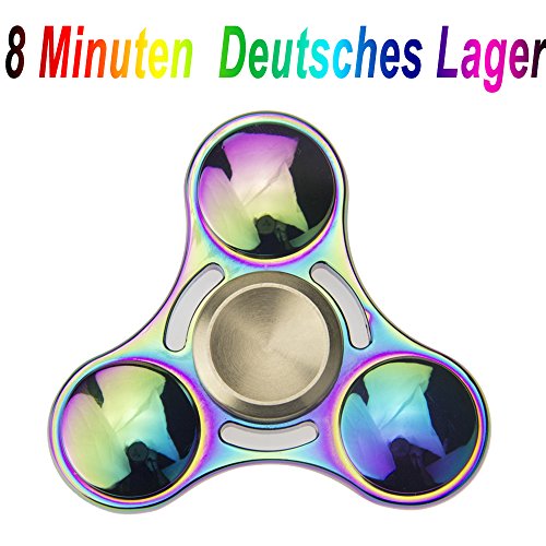 Hand Fidget Spinner Mehrfarbig Multicolor Rainbow, GIM 8 Minuten Deutsche Lager Haltung Spinnere Metall, Fingertip Gyro EDC Tri Spinner (Runde)