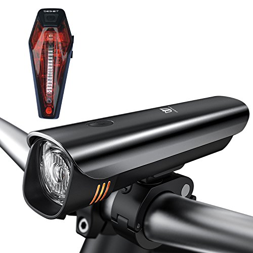 LED Fahrradbeleuchtung Set, Degbit StVZO Zugelassen USB Wiederaufladbare LED Fahrradlicht Set, Fahrradlampe Set inkl, LED Frontlichter Frontlich und Rücklicht, 60Lux Akku USB Aufladbare Fahrradlichter